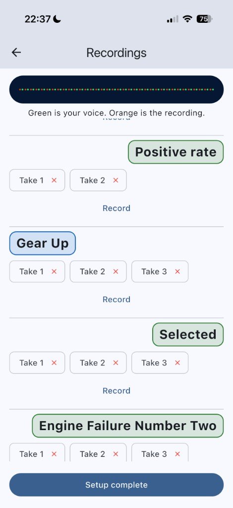 Several recorded takes under each line
